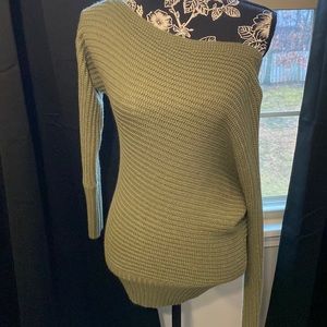 Green off shoulder sweater